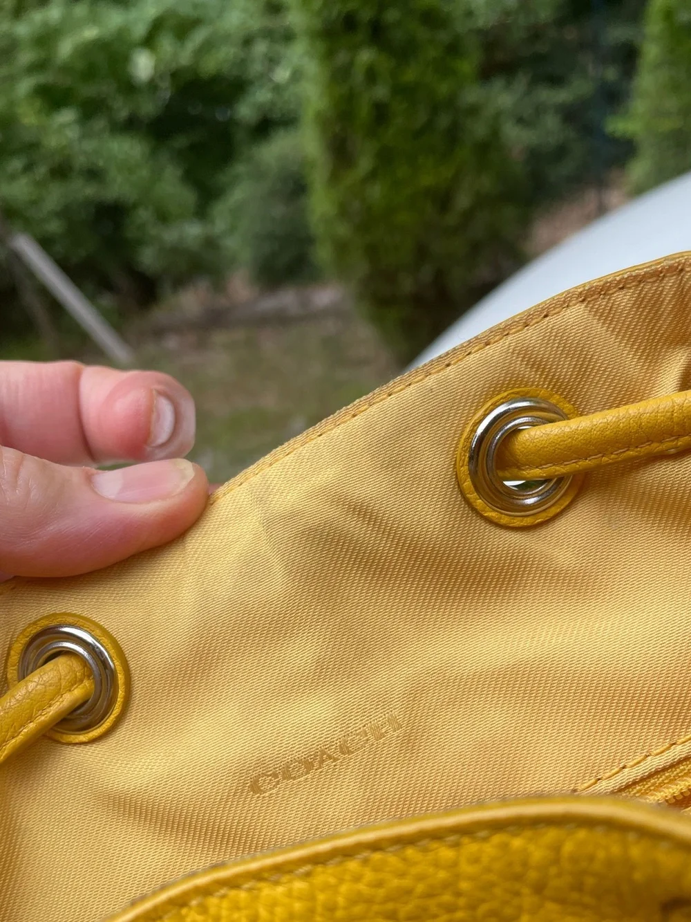 Coach Yellow Pebbled Leather Mini Backpack Bag